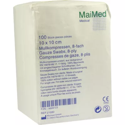 MULLKOMPRESSEN 10x10 cm non sterile 8x, 100 pz