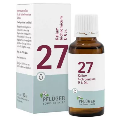 Biochimica Pflueger 27 Kalium bichromicum D 6 gocce, 30 ml Biochimica Pflueger 27 Kalium bichromicum D 6 gocce, 30 ml
