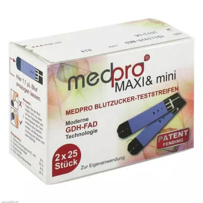 MEDPRO Maxi &amp; mini strisce reattive per la glicemia, 2X25 pz