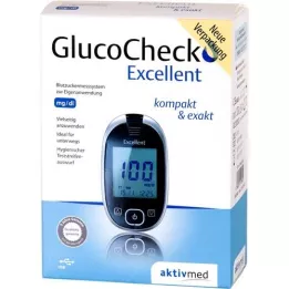 GLUCOCHECK Eccellente set di misuratori di glucosio nel sangue mg/dl, 1 pc