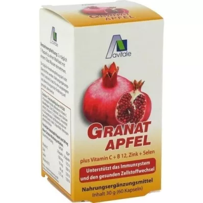 GRANATAPFEL 500 mg più Vit.C+B12+Zinco+Selenio Cap., 60 pz