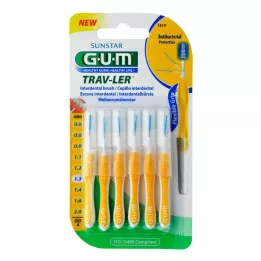 GUM TRAV-LER Interdentali gialle in abete da 1,3 mm + 6 tappi, 6 pz