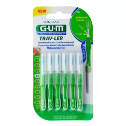 GUM TRAV-LER Interdentale verde abete da 1,1 mm + 6 tappi, 6 pz