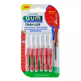 GUM TRAV-LER Interdentale rossa a candela da 0,8 mm + 6 tappi, 6 pz