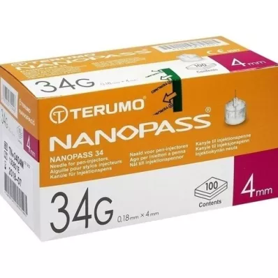 TERUMO NANOPASS 34 Pen Cannula 34 G 0,18x4 mm, 100 pz