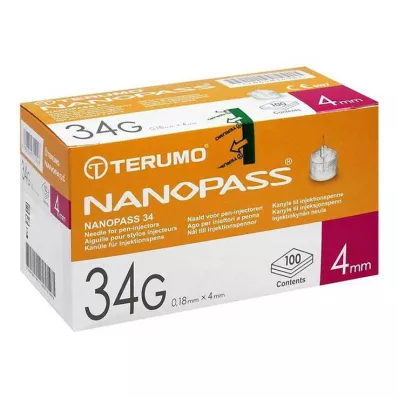 Terumo Nanopass 34 Pen cannula 34G 0,18x4mm, 100 pezzi