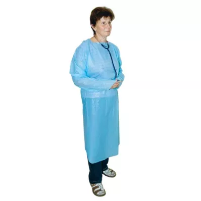 Grembiule monouso PE blu 120 cm non sterile con maniche, 1 pezzo