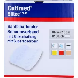 CUTIMED Medicazione in schiuma Siltec Plus 10x10 cm adesiva, 12 pz