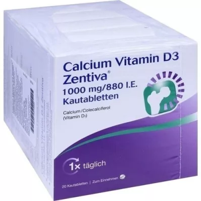 CALCIUM VITAMIN D3 Zentiva 1000 mg/880 U.I. compressa masticabile, 100 pz