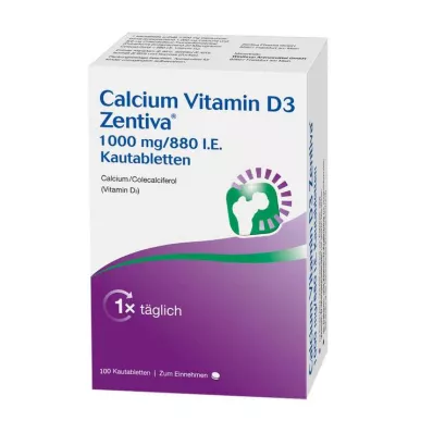 Calcio Vitamina D3 Zentiva 1000 mg / 880 UI compresse masticabili, 100 pz
