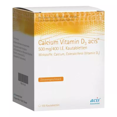 CALCIUM VITAMIN D3 acis 500 mg/400 U.I. Compressa masticabile, 100 pz