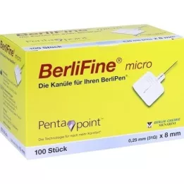 BERLIFINE microcannule 0,25x8 mm, 100 pz