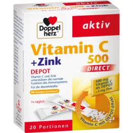 DOPPELHERZ Vitamina C 500+Zinco Depot DIRECT Pellet, 20 pz