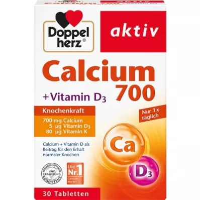 DOPPELHERZ Calcio 700+Vitamina D3 Compresse, 30 Capsule