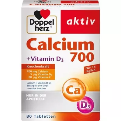 DOPPELHERZ Calcio 700+Vitamina D3 Compresse, 80 Capsule