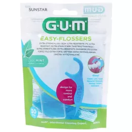GUM Easy-Flossers bastoncini di filo interdentale cerato + custodia da viaggio, 30 pezzi