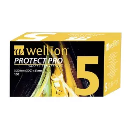 WELLION PROTECT PRO Penna di sicurezza con aghi 30 G 5 mm, 100 pz