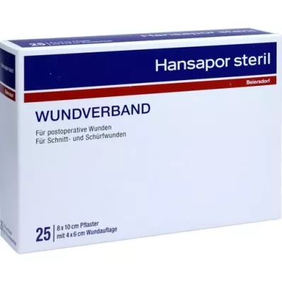 HANSAPOR medicazione sterile per ferite 8x10 cm, 25 pz