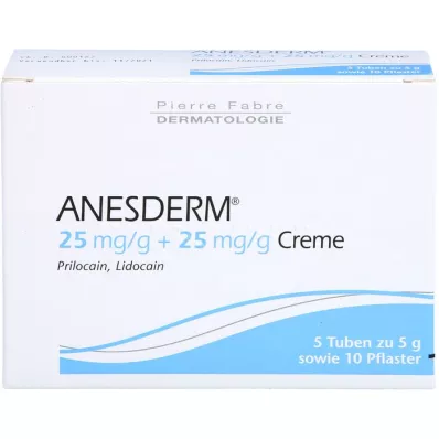 ANESDERM 25 mg/g + 25 mg/g crema + 10 cerotti, 5X5 g
