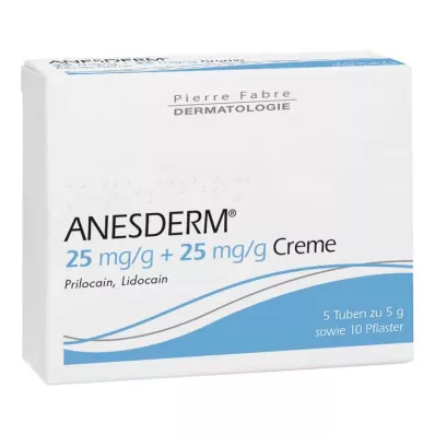 ANESDERM 25 mg/g + 25 mg/g crema + 10 cerotti, 5X5 g