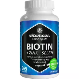 BIOTIN 10 mg compresse ad alto dosaggio+zinco+selenio, 365 pz