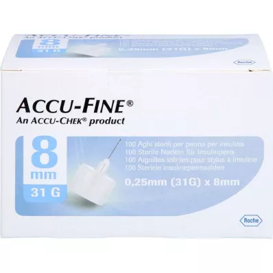 ACCU FINE aghi sterili per penne da insulina 8 mm 31 G, 100 pz