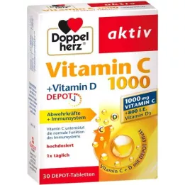 DOPPELHERZ Vitamina C 1000+Vitamina D Depot attivo, 30 pz