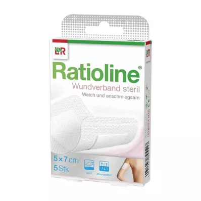RATIOLINE Medicazione per ferita 7x5 cm sterile, 5 pz