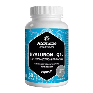 HYALURONSÄURE 200 mg ad alto dosaggio + coenzima Q10 vegano, 60 pezzi