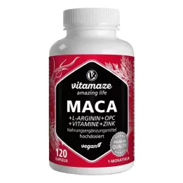 MACA 10:1 ad alto dosaggio+L-Arginina+OPC+Vit.vegan Kps., 120 pz