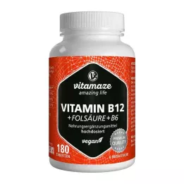 VITAMIN B12 1000 µg ad alto dosaggio +B9+B6 compresse vegane, 180 pz