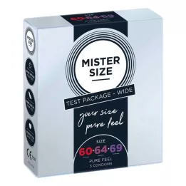 MISTER Confezione di prova da 60-64-69 preservativi, 3 pezzi