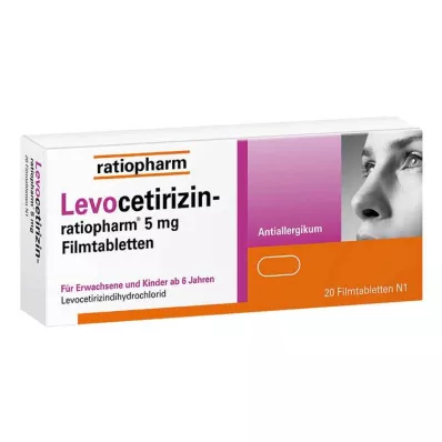 Levocetirizin ratiopharm 5 mg compresse rivestite con film, 20 pz Levocetirizin ratiopharm 5 mg compresse rivestite con film, 20 pz