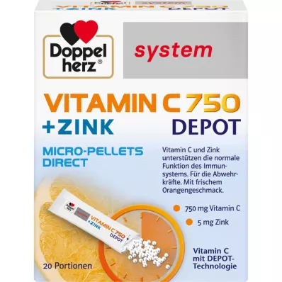 DOPPELHERZ Vitamina C 750 Depot system Pellet, 20 pz