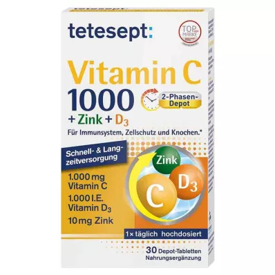 TETESEPT Vitamina C 1.000+Zinco+D3 1.000 U.I. Compresse, 30 pz