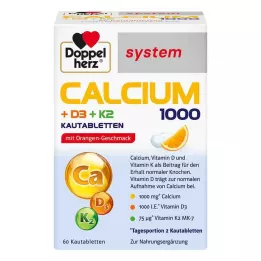 DOPPELHERZ Compresse masticabili del sistema Calcio 1000+D3+K2, 60 pz