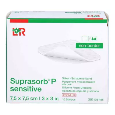Suprasorb P sensitive PU-schiuma senza boro 7,5x7,5, 10 pz Suprasorb P sensitive PU-schiuma senza boro 7,5x7,5, 10 pz