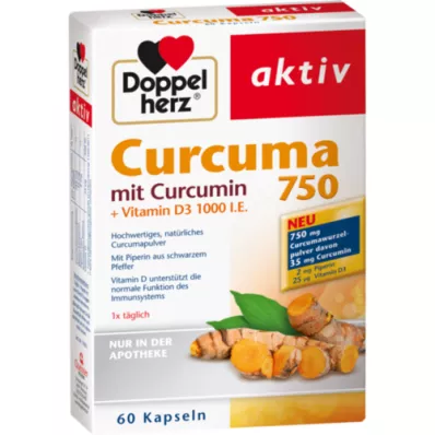 DOPPELHERZ Curcuma 750 Capsule, 60 Capsule