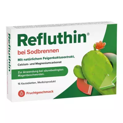 Refluthin compresse masticabili alla frutta per il bruciore di stomaco, 16 pz