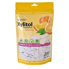MIRADENT Gomma da masticare allo xilitolo per frutta fresca Ricarica, 200 pezzi