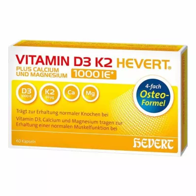 VITAMIN D3 K2 Hevert più Ca Mg 1000 IE/2 capsule, 60 pz