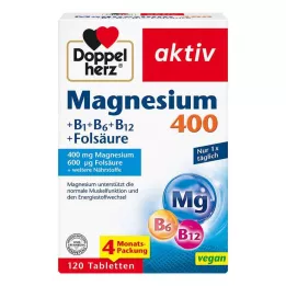 DOPPELHERZ Magnesio 400+B1+B6+B12+acido folico tbl, 120 pz