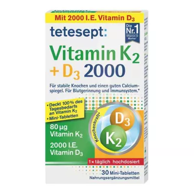 TETESEPT Vitamina K2+D3 2000 compresse, 30 pz TETESEPT Vitamina K2+D3 2000 compresse, 30 pz