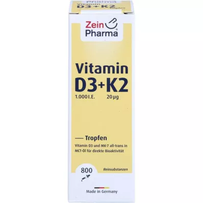 VITAMIN D3+K2 MK-7 gocce per uso orale, dose elevata, 25 ml