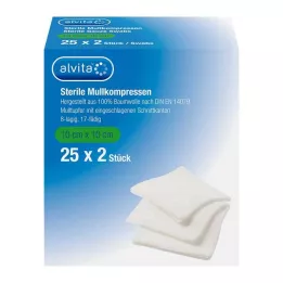 ALVITA compresse di garza sterili 10x10 cm, 25X2 pz