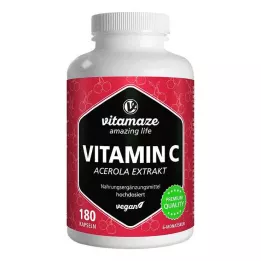 VITAMIN C 160 mg di estratto di acerola puro in capsule vegane, 180 pezzi