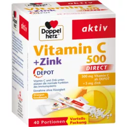 DOPPELHERZ Vitamina C 500+Zinco Depot DIRECT Pellet, 40 pz
