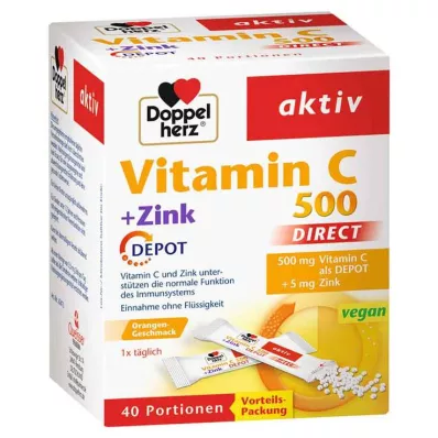 Doppelherz Vitamin C 500 + Zinc Depot Direct Pellet, 40 pz