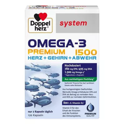 DOPPELHERZ Omega-3 Premium 1500 capsule di sistema, 120 capsule