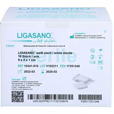 LIGASANO benda bianca 1x5x5 cm sterile, 10 pz